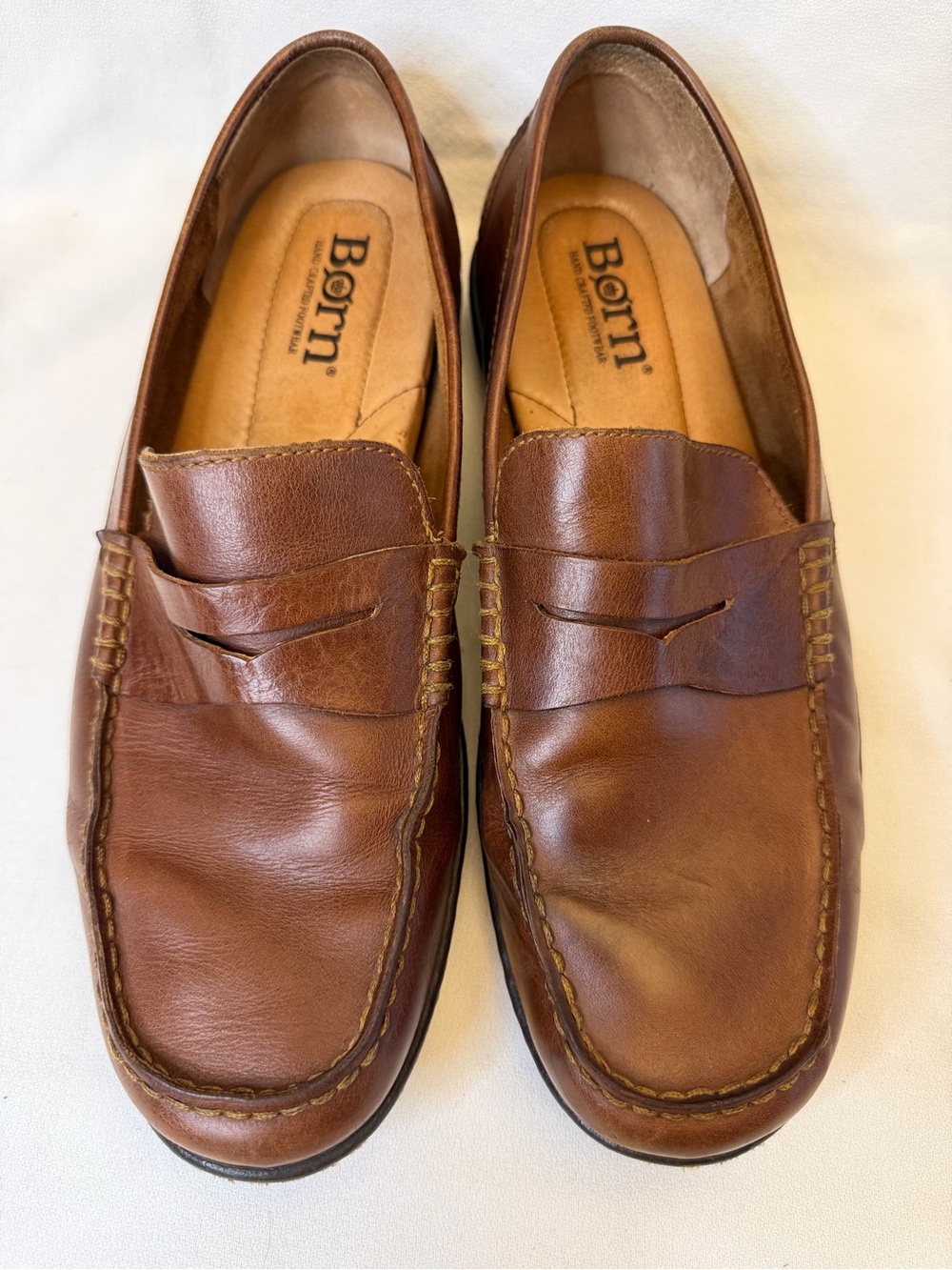 Børn Men's Brown Leather Harrison Handcrafted Penny Loafers Size 12M